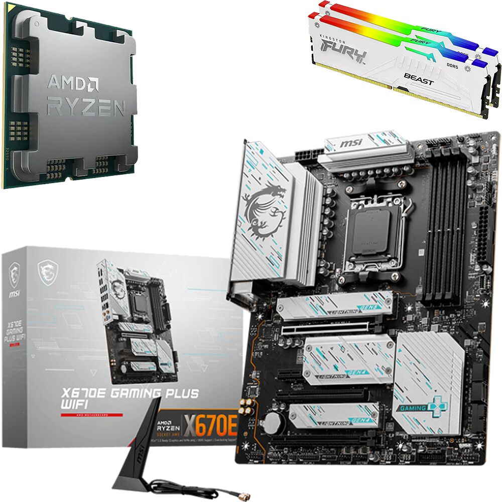 Kit Ã©vo Ryzen 7 9800X3D (Bulk) + X670E GAMING PLUS WIFI + 64 Go (image:1)
